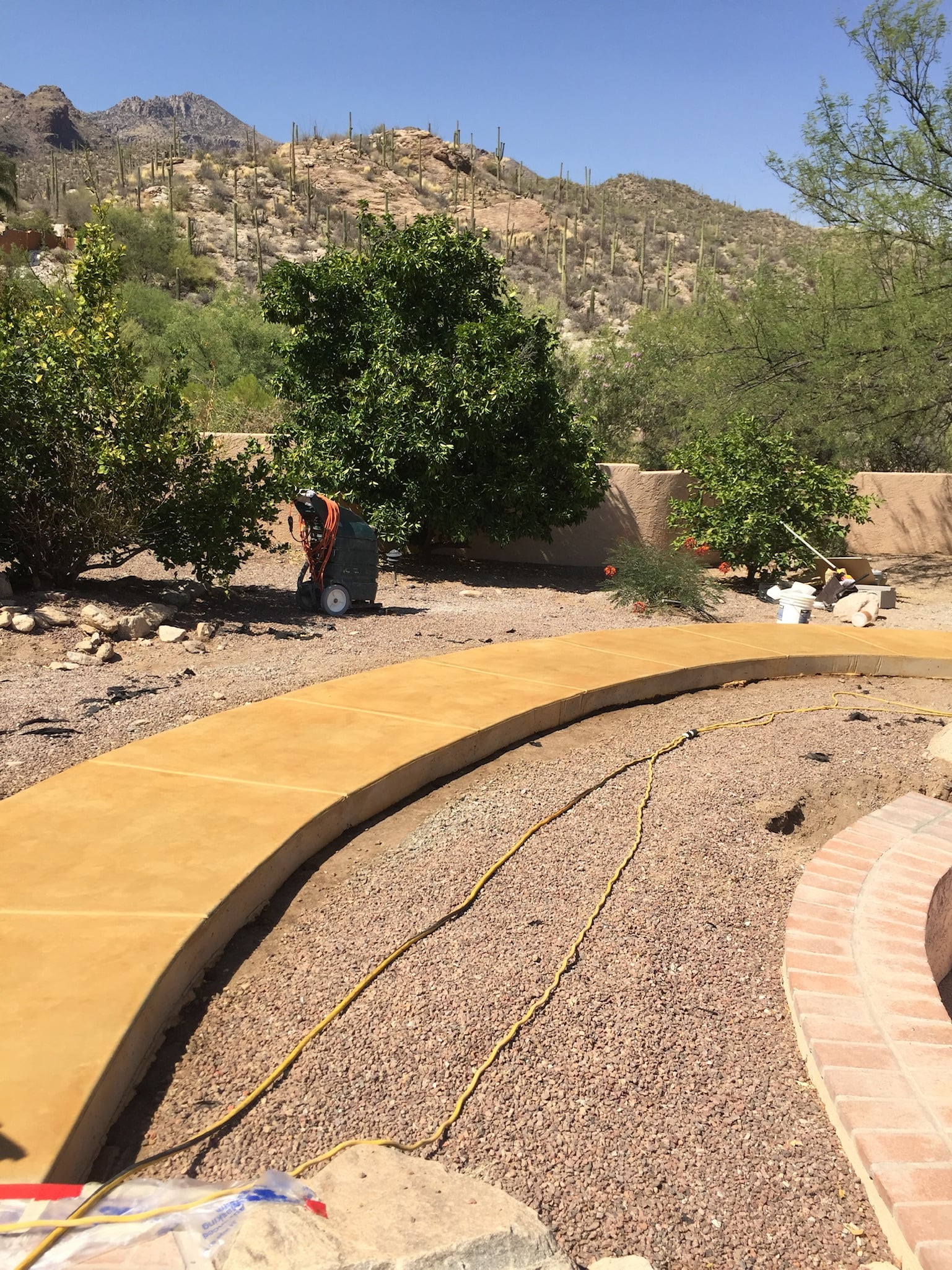 exterior yellow concrete stain sidewalk